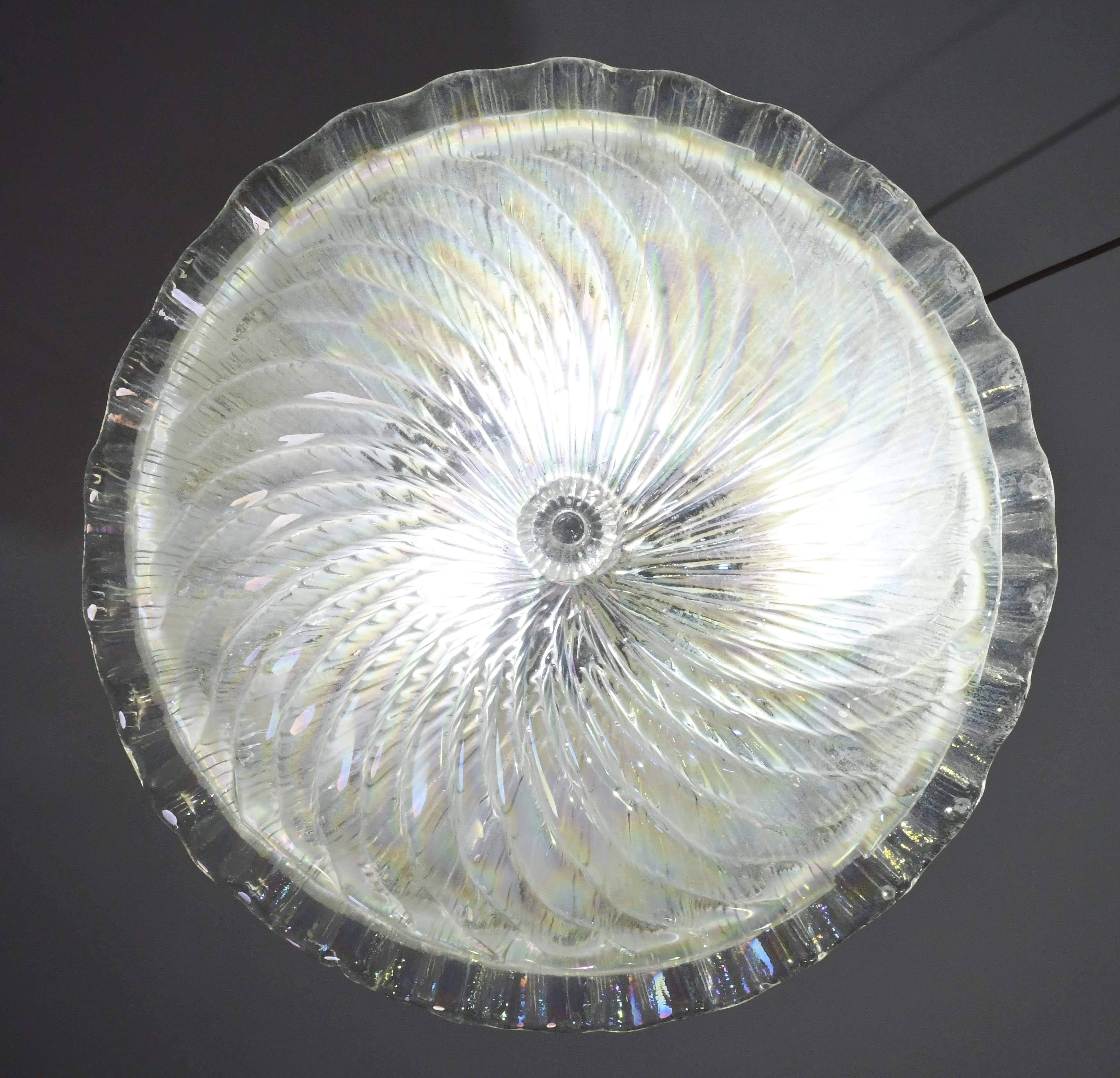 Plafonnier en verre irisé de Murano, 1970