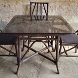 Set table & chairs bamboo vintage year 70