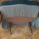 Fauteuil Crapaud en velours capitonné bleu acier