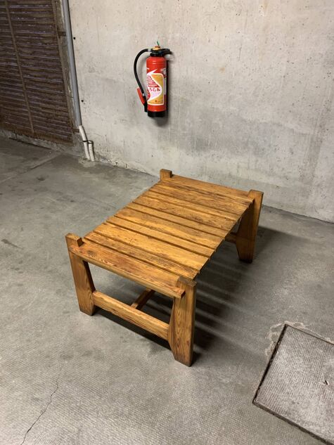 Vintage Pine Coffee Table, Reconstruction Period, Brutalist Design