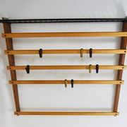 Rare coat rack by Carl Auböck with hat rack, cabinet, brass, walnut and beech, 1950s.