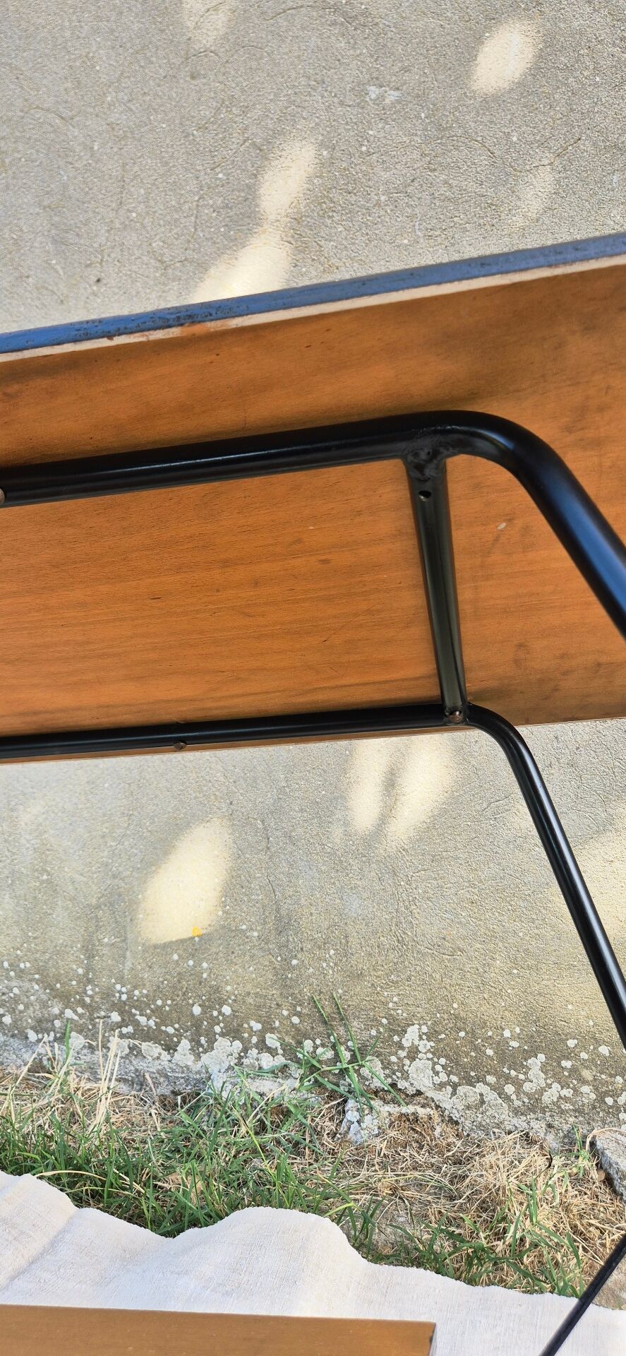 Small table, vintage Scandinavian TV unit in metal and wood, renovated.