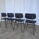 Set of 4 Vintage Stol Kamnik School Chairs Blue Upholstered Retro Dining Ch