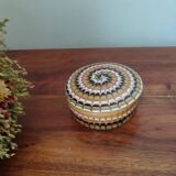 Art Deco ceramic jewelry box with spiral pattern