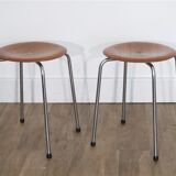 Pair of Danish teak and metal stools 1960