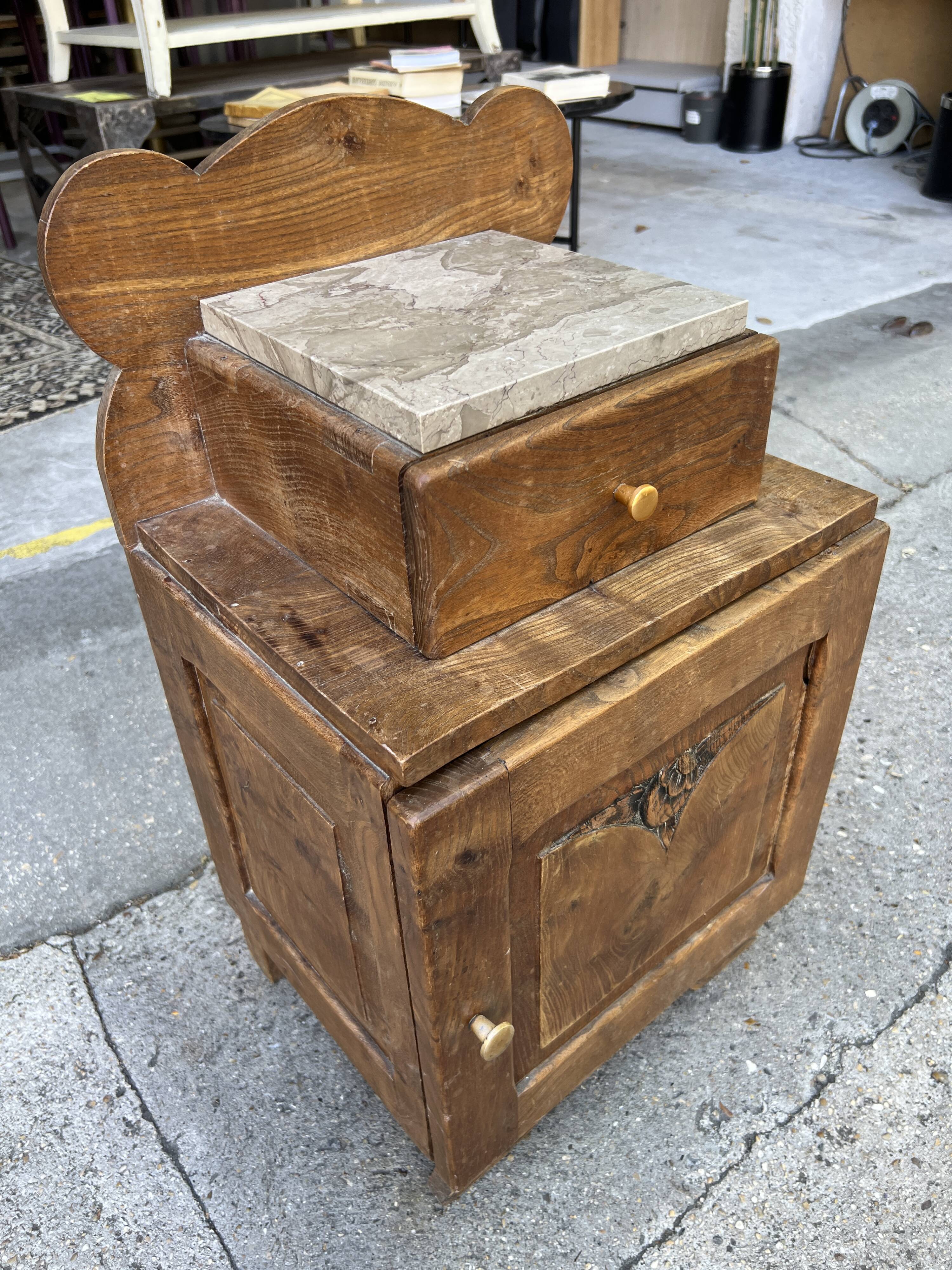 Art Deco bedside in oak and marble