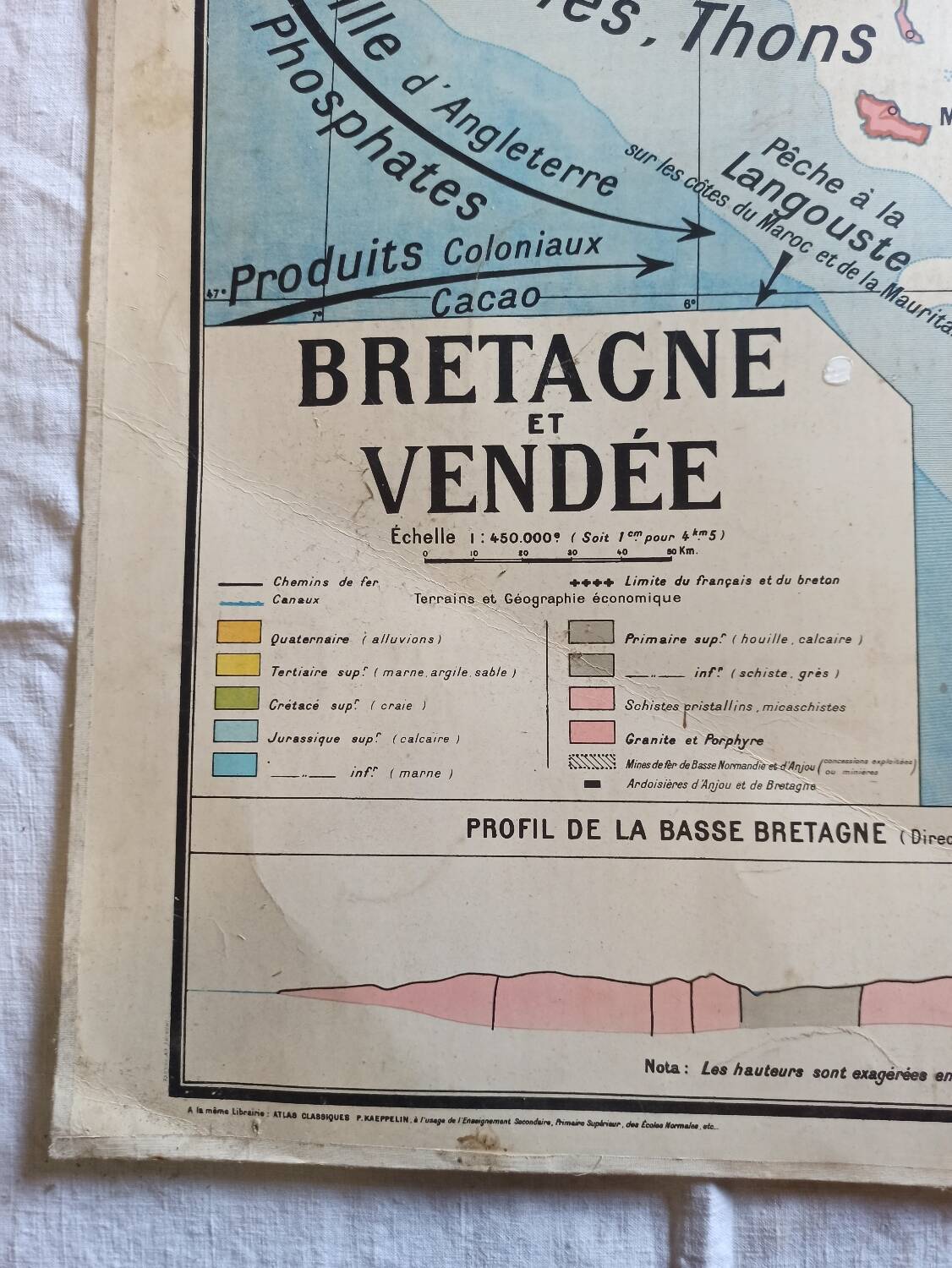 Hatier Kaeppelin school map poster n°10 Brittany Vendée