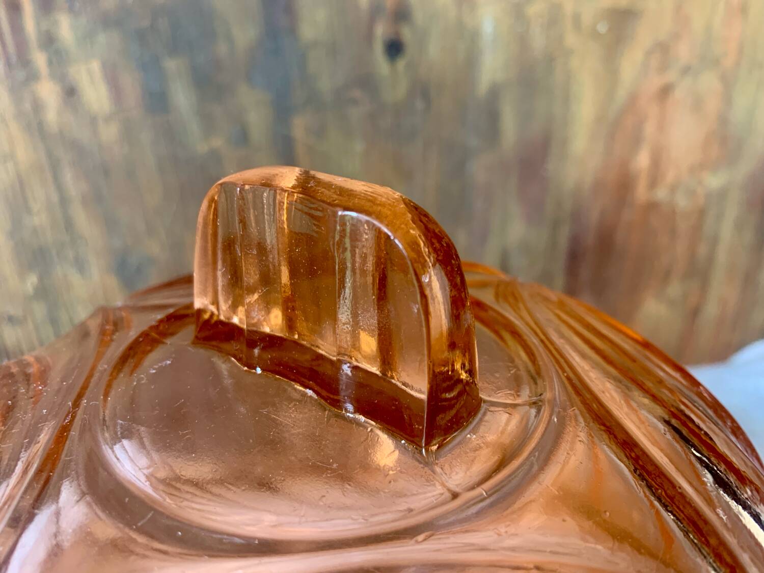 Art Deco pink glass dome cheese plate