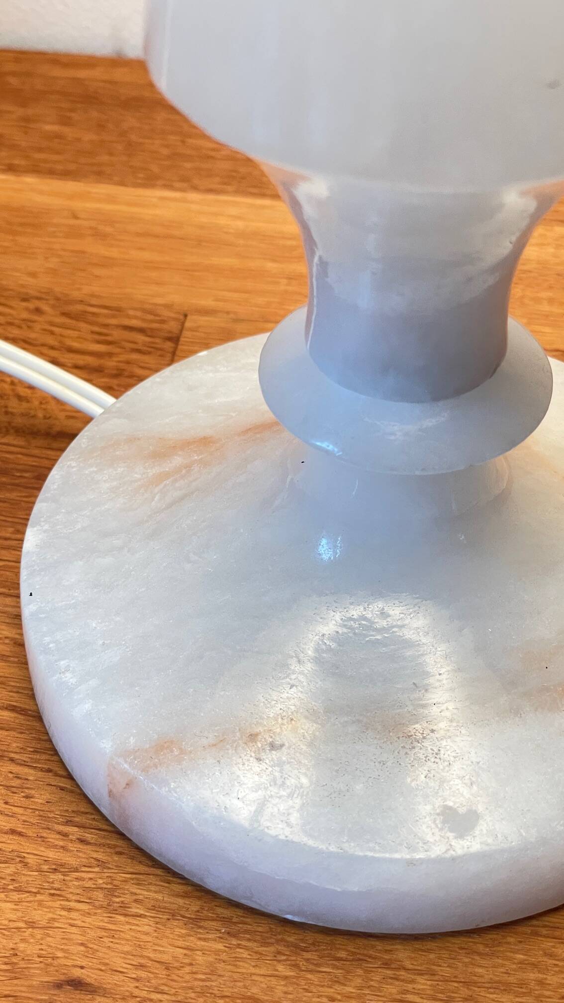 Vintage geometric alabaster stone lamp