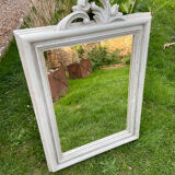 Putty gray wood mirror