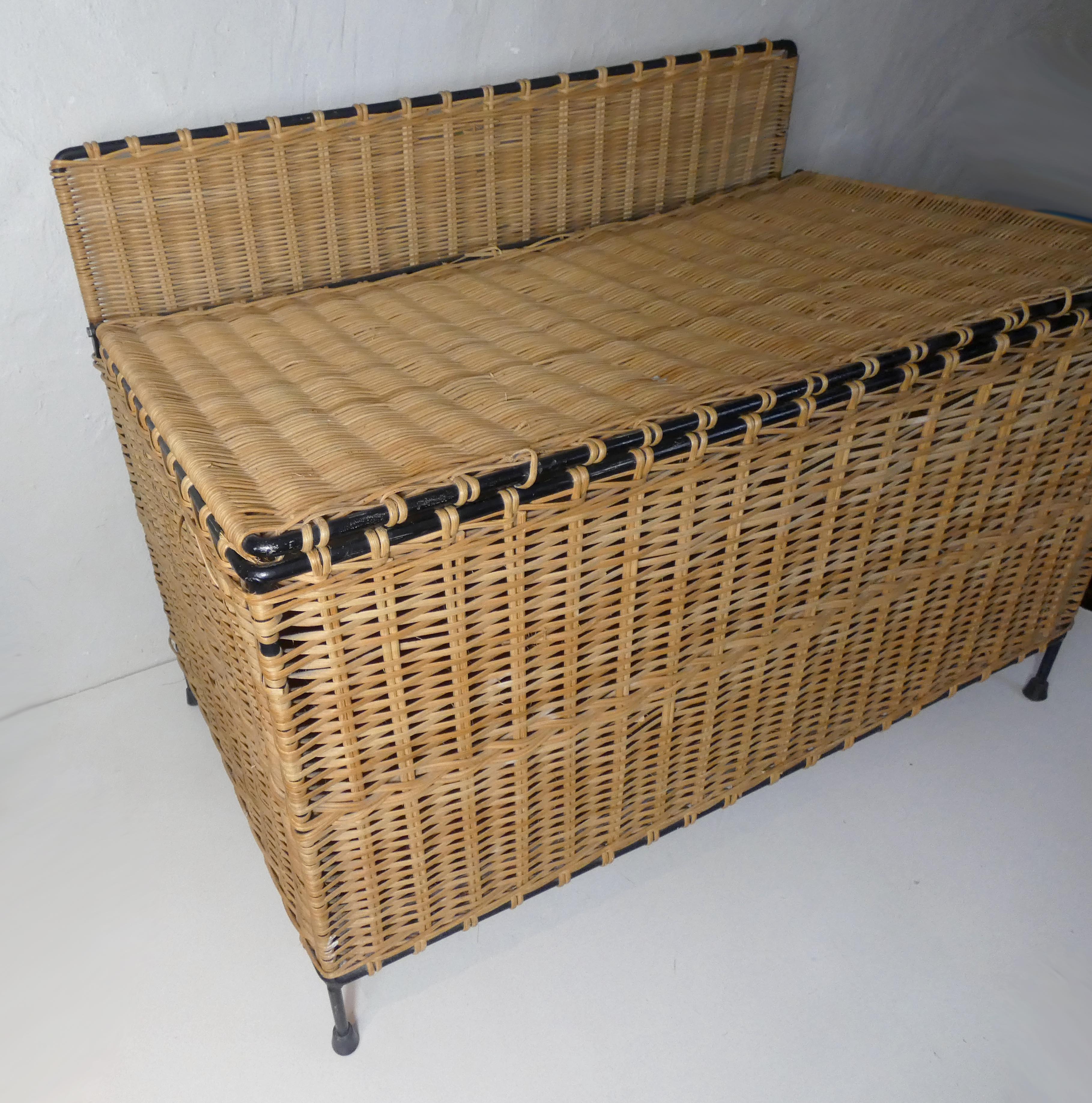 Rattan and metal chest