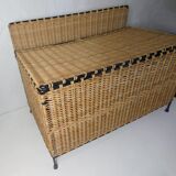Rattan and metal chest