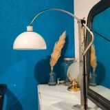 Lampe vintage 1970 arc structure acier chromé et pied en marbre