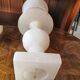 Pair of solid white alabaster lamps from the vintage 60s