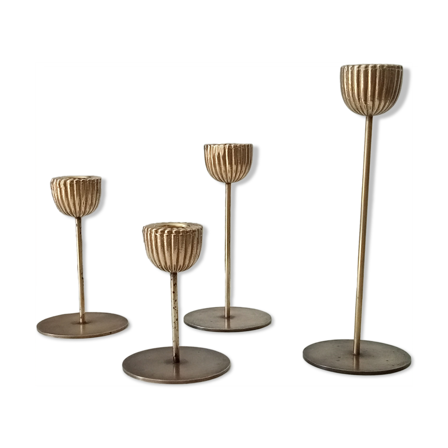 Series of Brass Tulip Candle holders 60s/70s