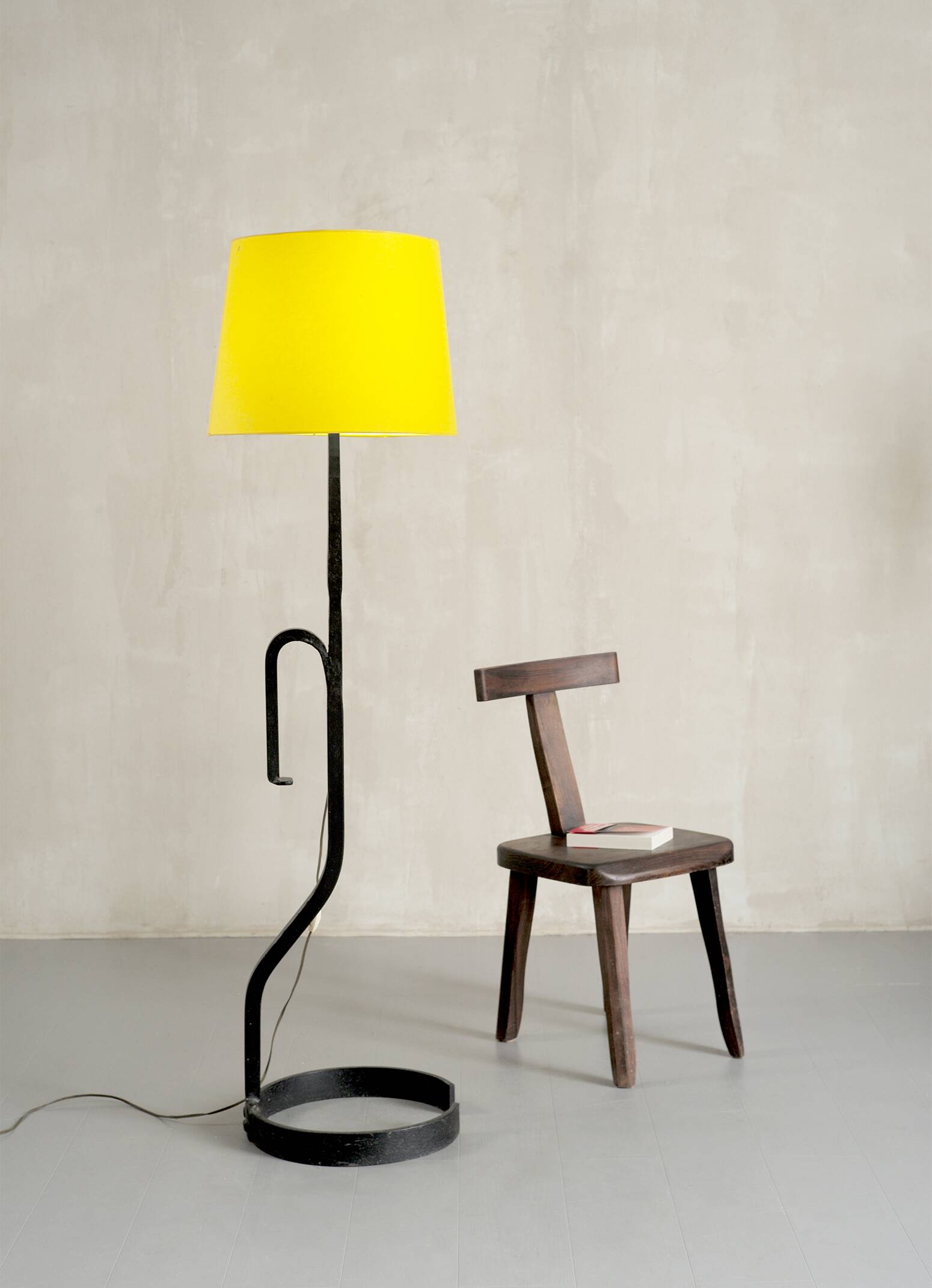 Modernist wrought iron floor lamp, 1960