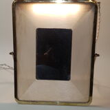 Miroir lumineux, cadre laiton doré et chromé, années 30 - 30x36cm