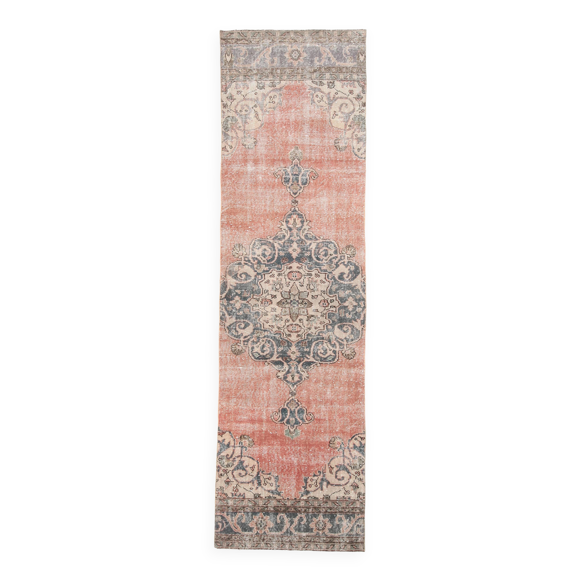3x10 Rug For Hallway Pale Red Oriental Vintage Runner Rug 91x315Cm
