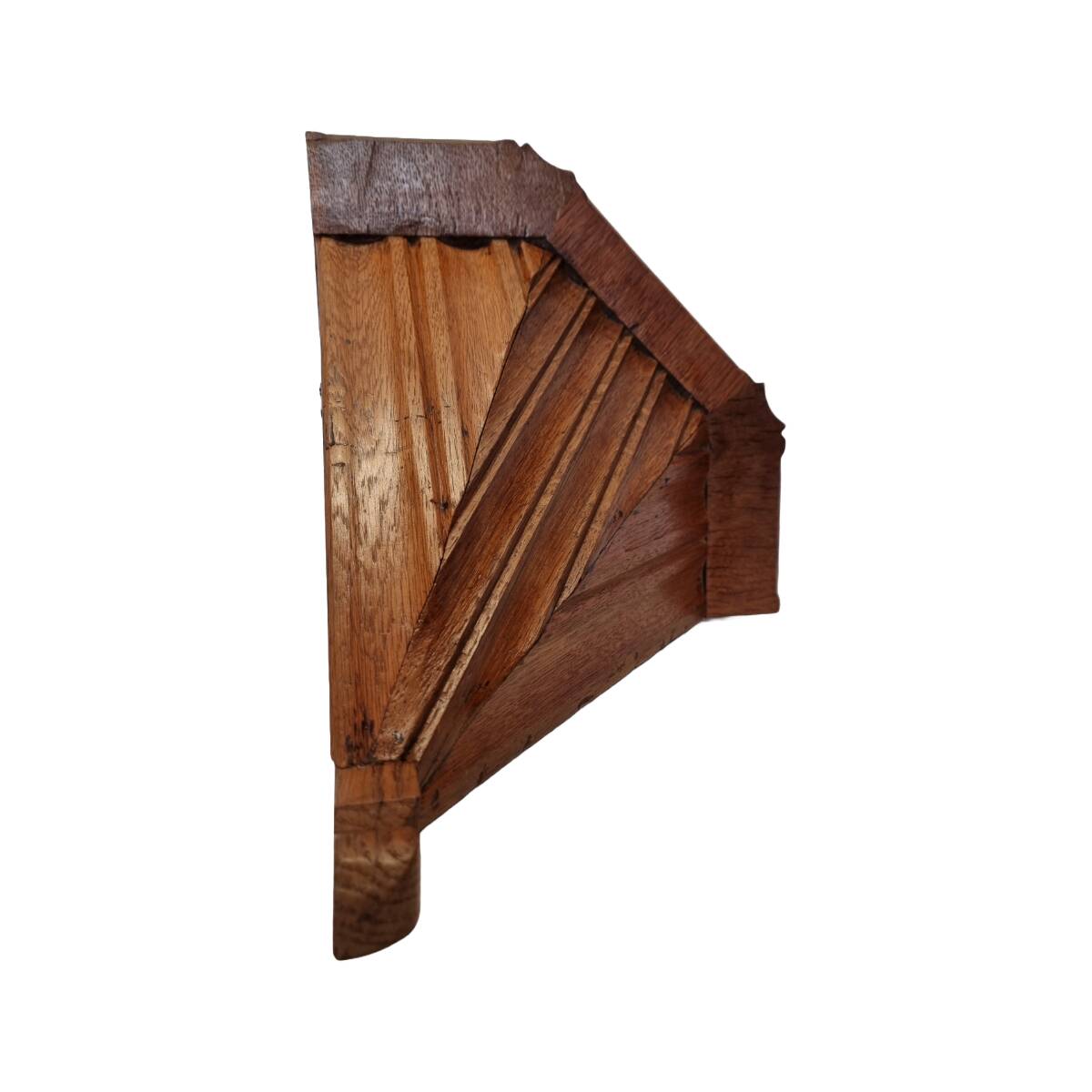 Antique Oak Corner Wall Console, late 1800s