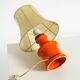 Beautiful 1960s orange ceramic table lamp with Cocoon shade | Made in Italy