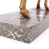 Art Deco gilded doe sculpture on marble base