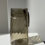 Vintage striated smoked glass carafe