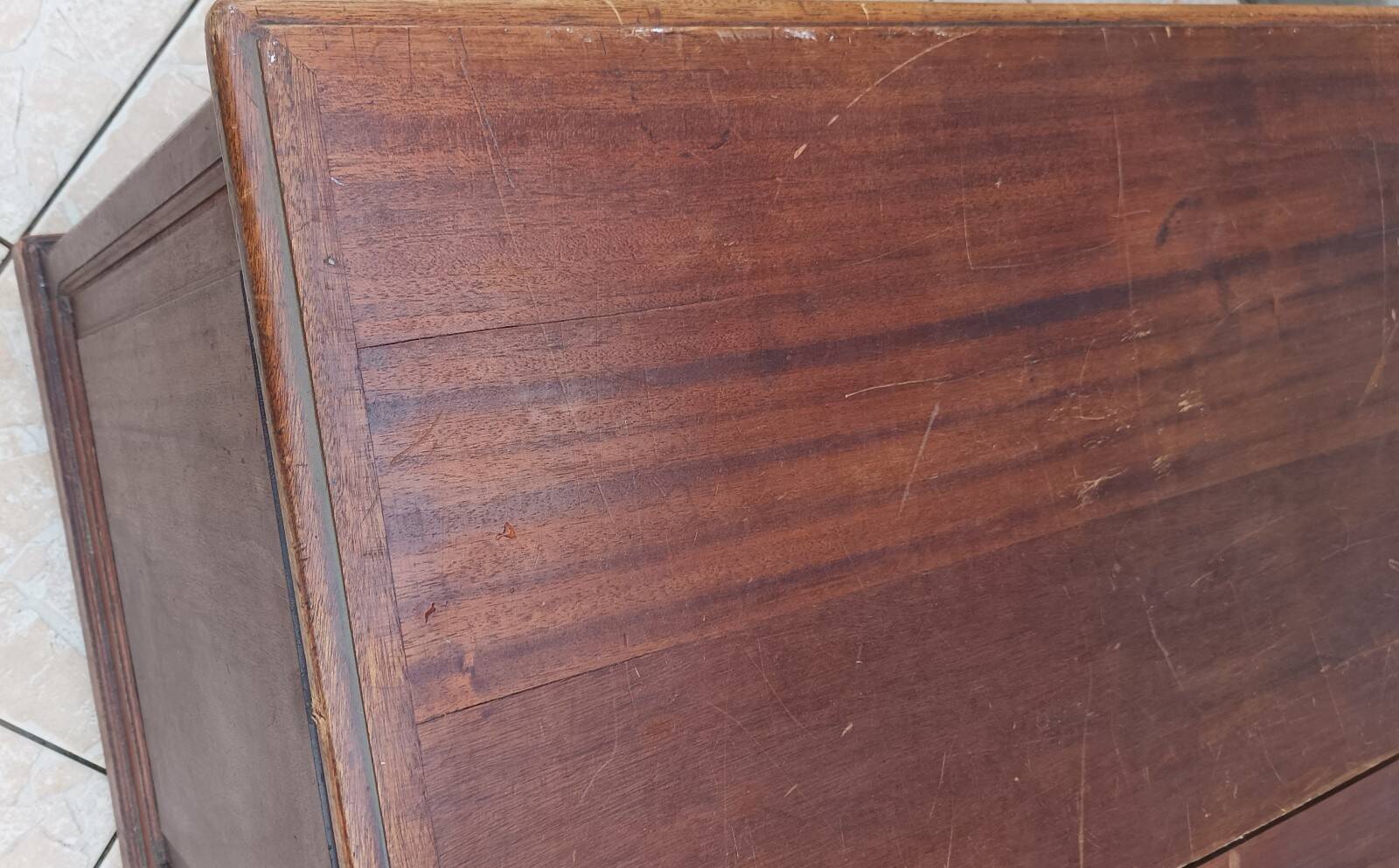 Vintage double-sided mahogany desk with 18 drawers.