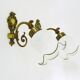 Paire d'appliques murales col de cygne en laiton verre tulipe ancienne blanche, année 60 70