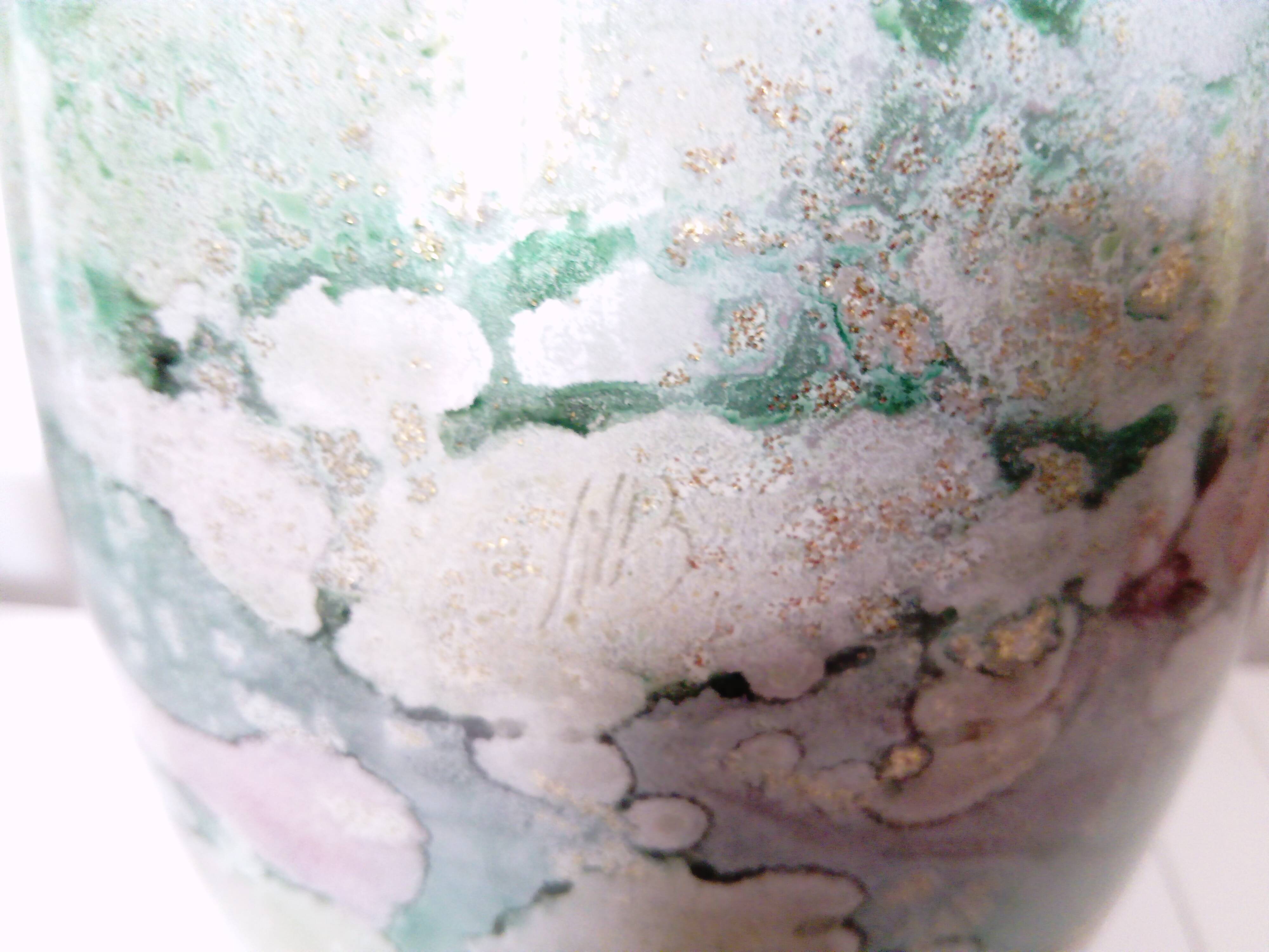 Large lacquered glass vase signed Jean-Noêl Bouillet
