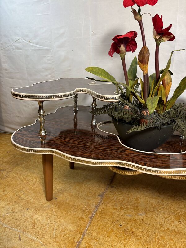 Table basse à étagères rétro vintage des années 60 / Support de plante en Formica