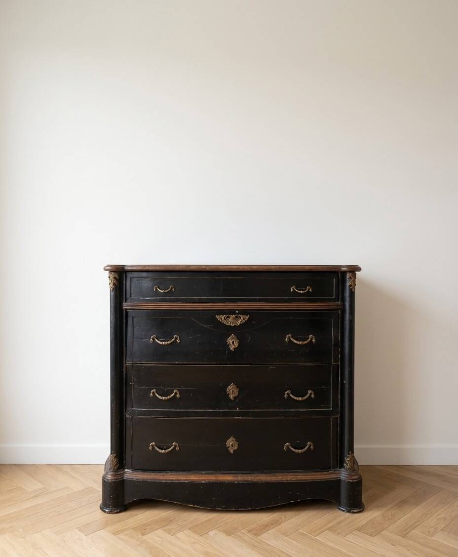 Napoleon III black and brass commode