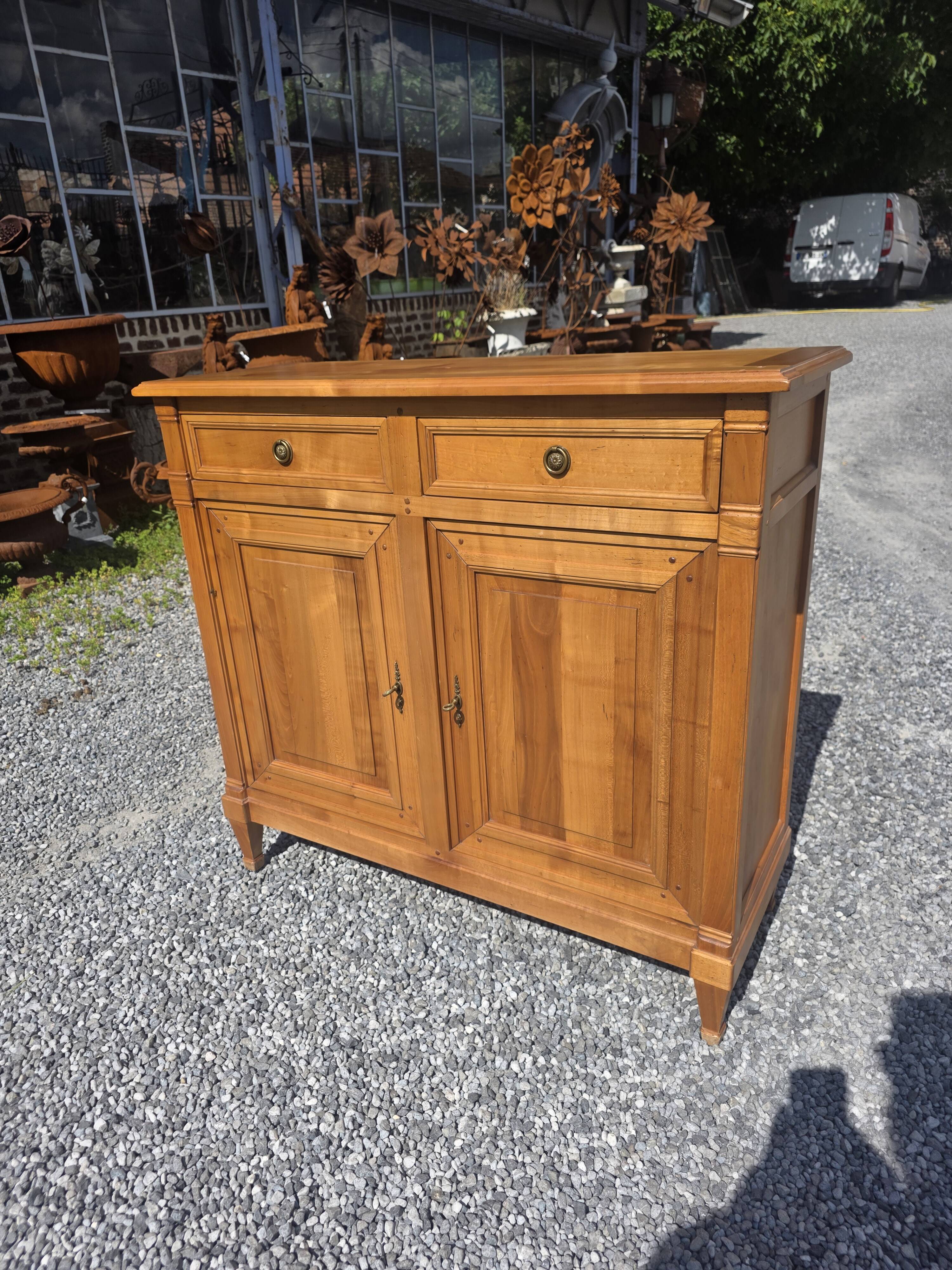 Louis XVI style buffet in solid cherry wood from the mid-20th century.