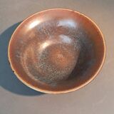 Flared cup in black and nuanced brown enameled ceramic, numbered and Sèvres stamp