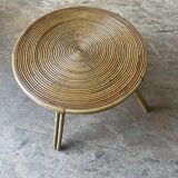 Ensemble table basse et fauteuils en roseau - années 50
