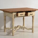 Table ancienne en bois massif blanc (France, vers 1900)