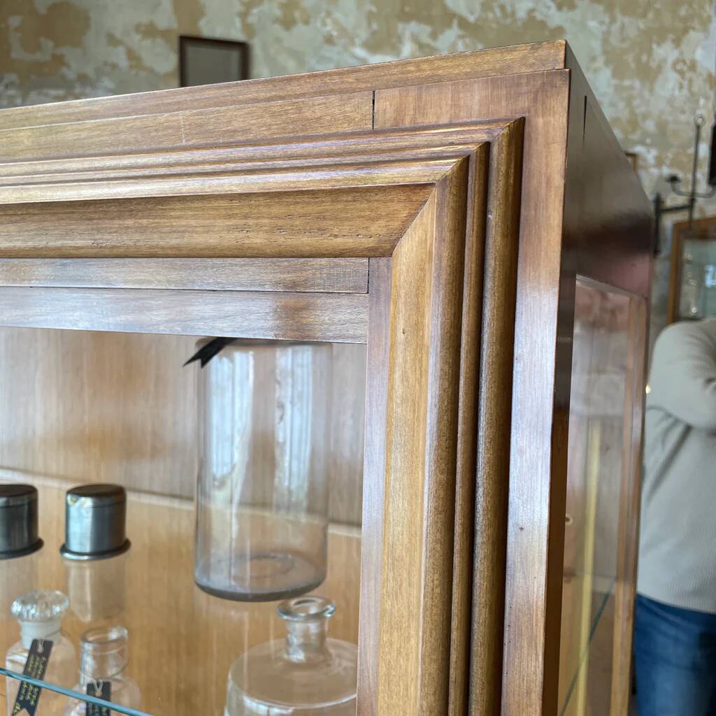 Art deco display cabinet in walnut and glass
