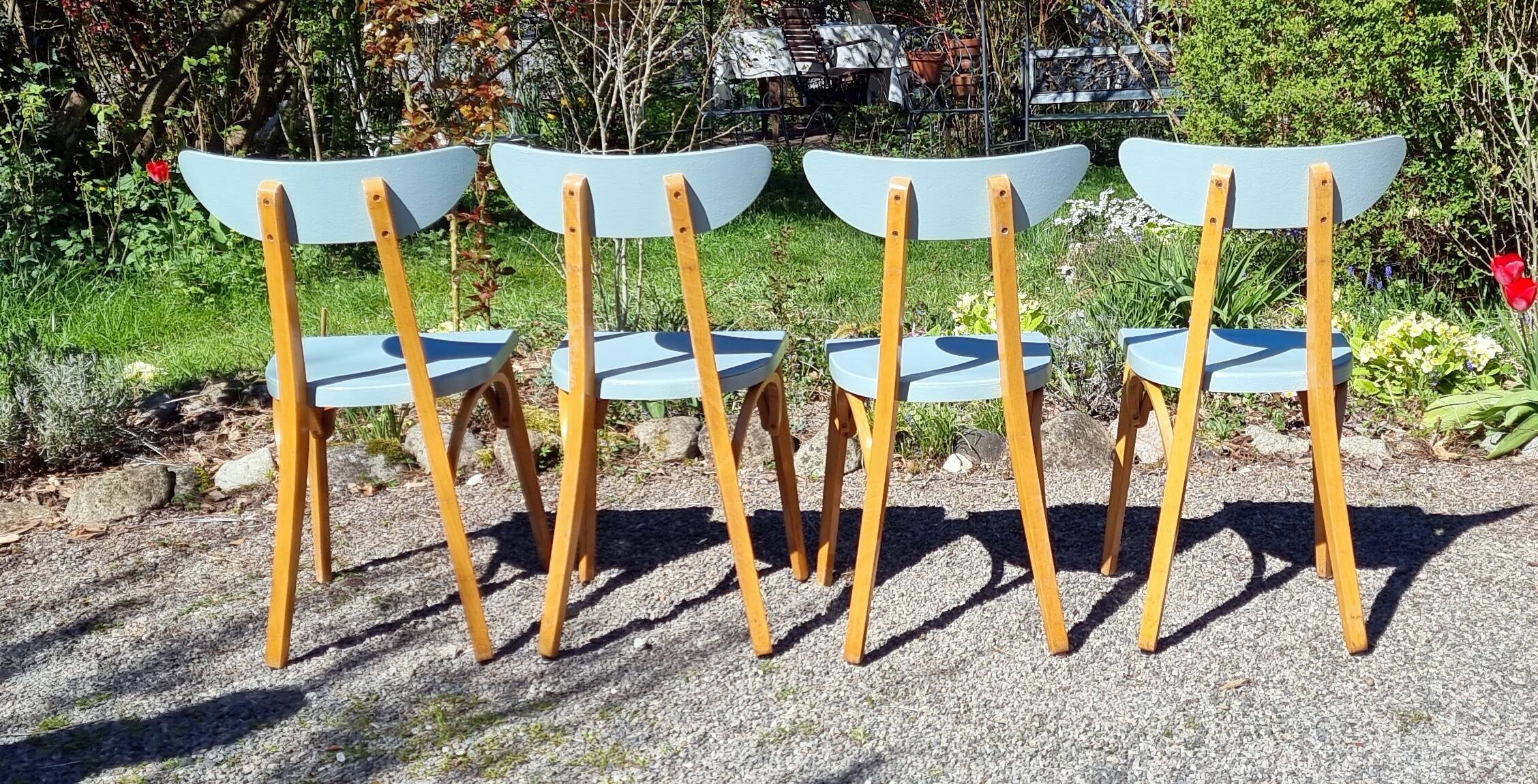 Set of 4 Luterma banana model bistro chairs from the 1960s.