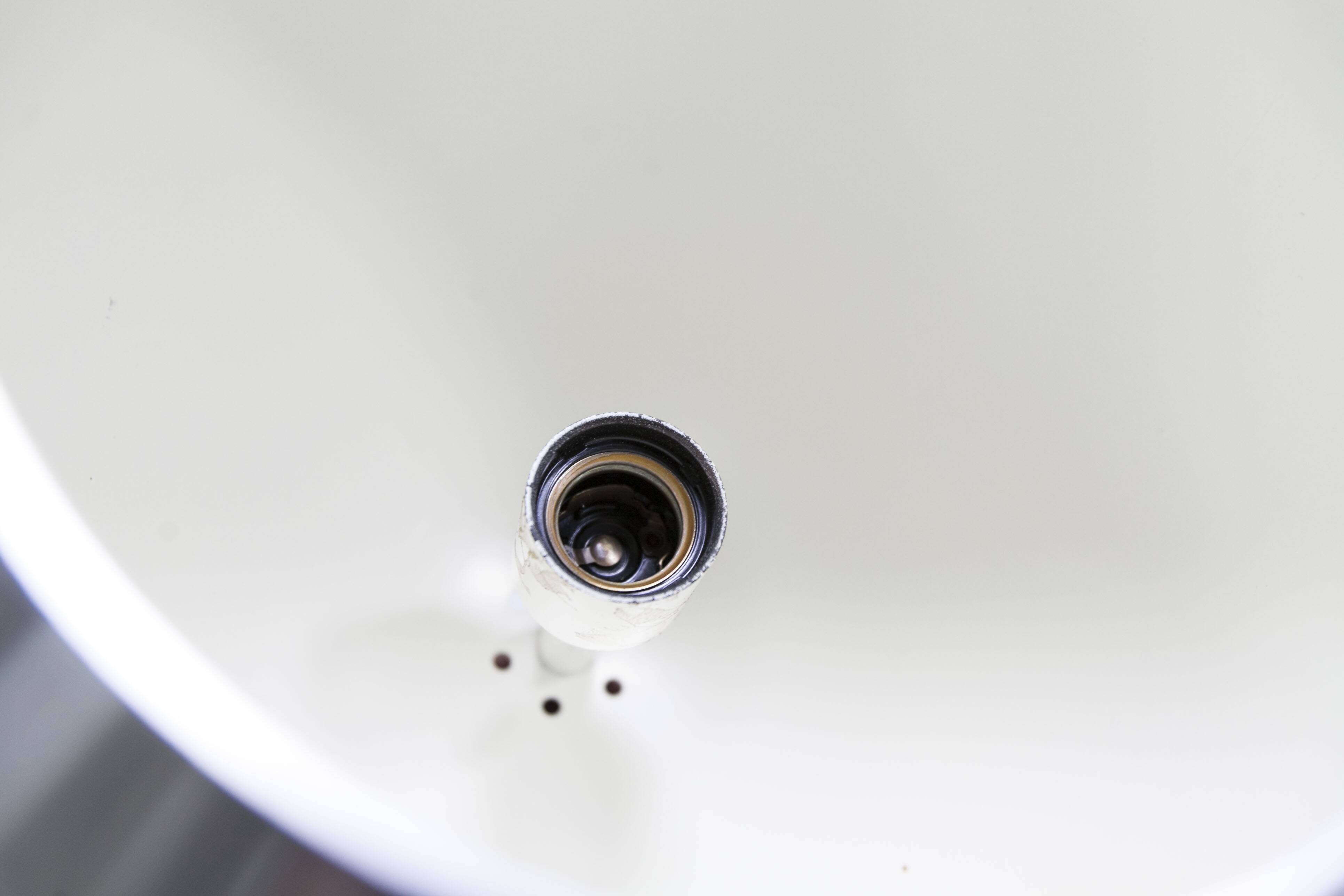 Pair of functional 70's aluminum ball pendants