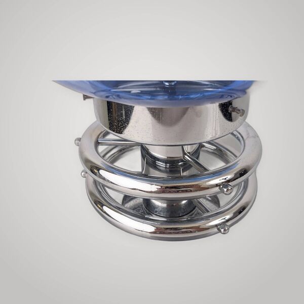 Lampe « Membrane » de Toni Zuccheri en verre bleu et chrome de Murano année