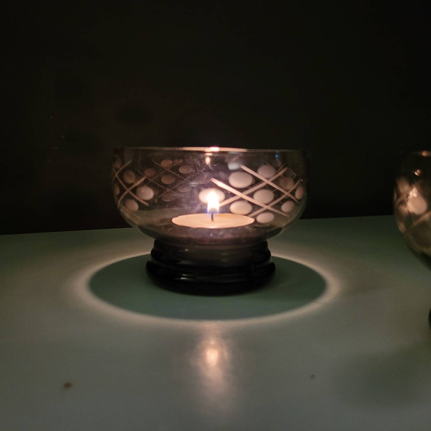 3 etched smoked glass bowls – Art Deco style – France, 1950s