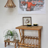 Side table rattan magazine holder