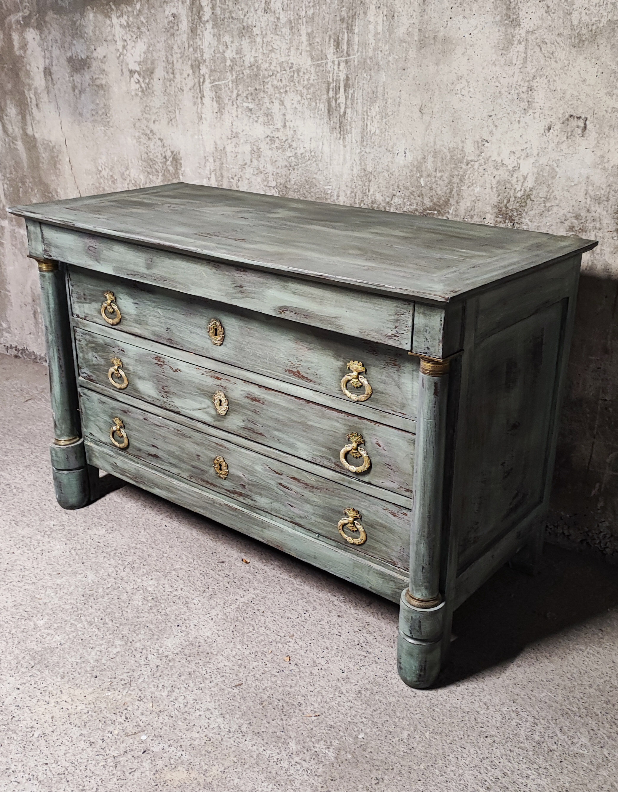 Chest of drawers Empire patina Shabby Chic XIXth