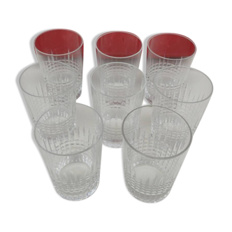 Set of 8 Baccarat crystal cups, Nancy model.
