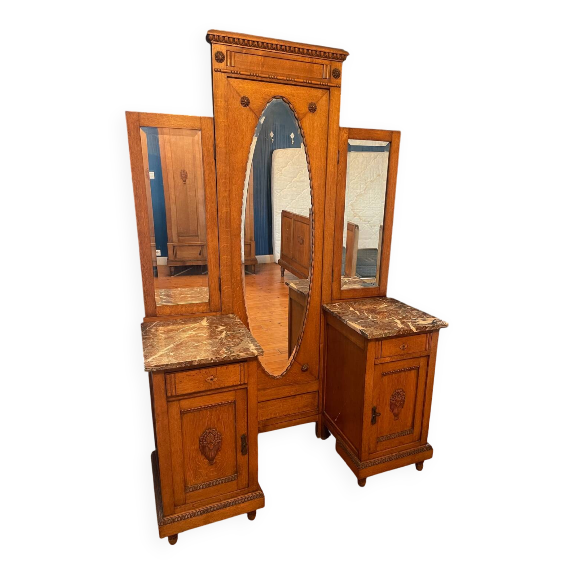 Wooden and marble dressing table