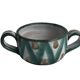 Robert Picault, bowl with two handles, polychrome earthenware, 20th century.