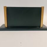 Porte-lettres Art Déco en cuir vert et laiton doré