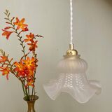 Vintage frosted glass tulip pendant light