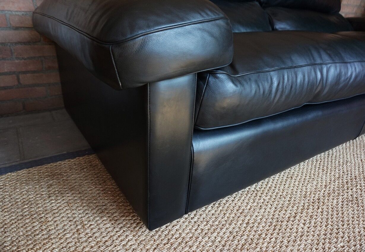 Black Leather Sofa by Tito Agnoli for Poltrona Frau, Italy, 1980s