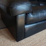 Black Leather Sofa by Tito Agnoli for Poltrona Frau, Italy, 1980s