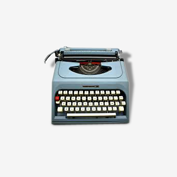 Machine à écrire portative bleue Underwood 26